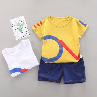 China New Design Casual T-shirt Contrast Color Boy Clothing Set Styles Kids Summer Clothes Shorts Kids Clothing Girl 2 Piece Set for sale