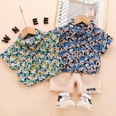 China Summer Casual Fashion Clothing Set Boy Cotton Shorts Sleeve Child Suit Beach Style Sheer Short Sleeve Shorts Suit Wholesale 2 for sale