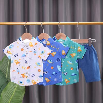 China Casual Boy Clothing Set Baby Clothes Cute Cartoon Rocket Painted Printing Sportswear Boys Clothing Kids Clothes Wholesale 2 for sale