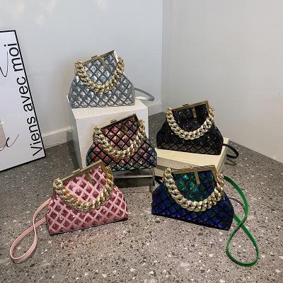 China Fashionable Luxury Personality Triangle PU Sequin Ladies Shoulder Messenger Bags Quilted Purses Handbags for sale