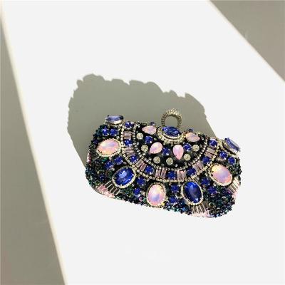 China Beautiful Fashionable Handmade Spherical Round Beaded Flowers Ladies Ring Evening Clutch Bag for sale