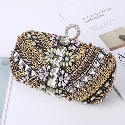 China Luxury Fashionable Diamond Beaded Banquet Handmade Bags Fashion Rhinestone Evening Ceremony Clutch Bag for sale