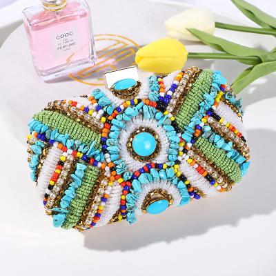 China Fashionable Crystal Diamond Colorful Stones Women Beaded Clutch Bag Banquet Even Wedding Handbags Purses for sale