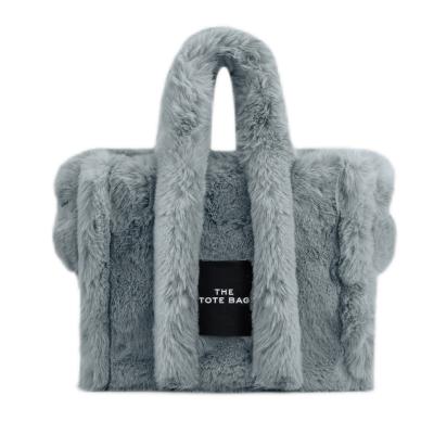 China New Simple Design Fashion Fluffy Faux Fur Soft Fluffy Tote Bag Shoulder Handbags For Women for sale