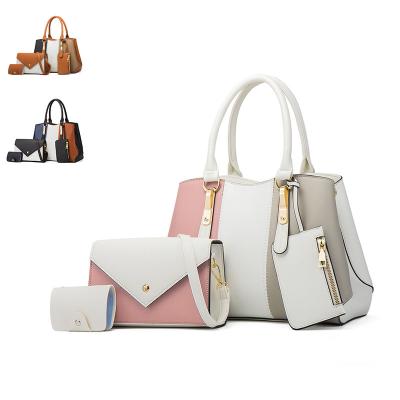 China Other Wholesale Custom Fashionable Sets 4 in 1 PU Purse Women Tender Tote Leather Handbag Sets for sale