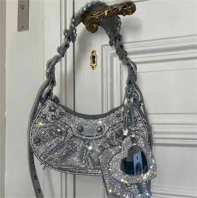 China 2023 Luxury Fashion Glitter Luxury Rhinestone Beauty Ladies PU Leather Bags Handbags for sale