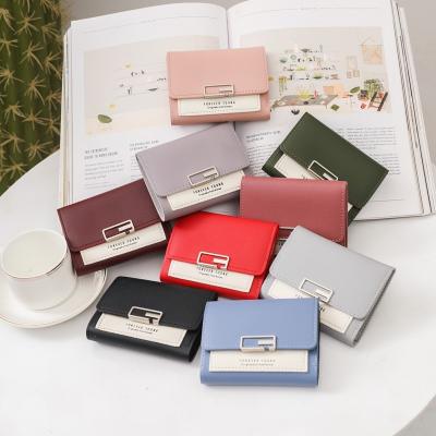 China NO Solid Color Short Women's Factory Price PU Fashion Mini Folding Wallet for sale