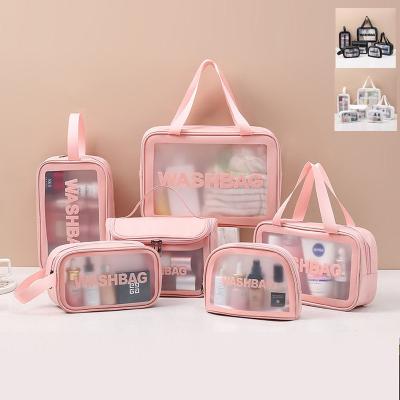 China Simple Hotsale Customize Transparent Waterproof PVC Travel Wash Zipper Pouch Set Cosmetic Bags for sale