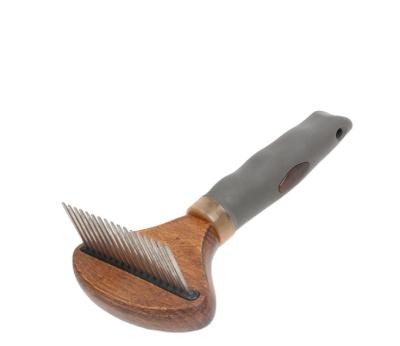 China Clean Wooden Pet Stainless Steel Handle Cat Comb For Hair Harrow Shape Pet Brush for sale