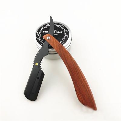 China Wholesale Custom Metal Black Cut Throat Twin Blade Folding Straight Razor For Men for sale