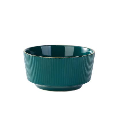 China Emerald Phnom Penh Ceramic Fruit Soup Bowl Viable Ceramic Noodle Bowl Breakfast Salad Bowl for sale