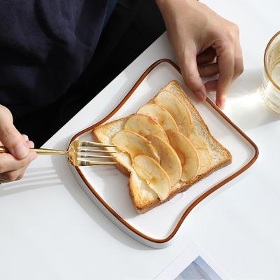 China Viable European Style Small Bread Ceramic Dish For Toast Dish Household Dessert Dish Wholesale for sale