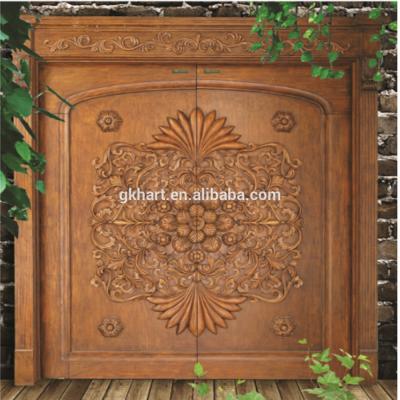 China Swing Exterior Doors Main Door Luxury Solid Wood Wood Carving Design Double Door For Apartment for sale