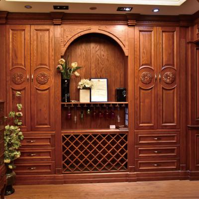 China Wooden Traditional European Display Walnut Style Antique Wine Cabinet Furniture for sale