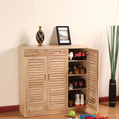 China Customized Solid Wood Simple Design Solid Wood Shoe Cabinet for sale