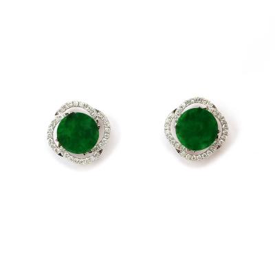 China High Quallity Wholesale Jade Jewelry With 18K White Gold Lucky Green Jadeite Earrings for sale