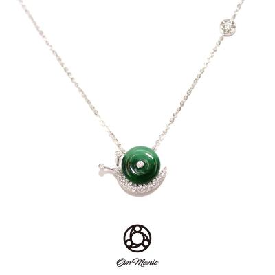 China High Quallity Snail Grade A Jadeite & diamond Pendant/750 Necklace for sale