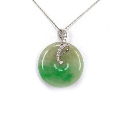 China High Quallity Circular Grade A Natural Jadeite diamond Pendant/18k gold for sale