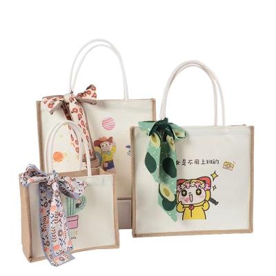 China Cheap Wholesale Professional Bag DIY Bento Bag Blank Cotton Jute Handled Custom Catering Gift Storage Shopping Bags for sale