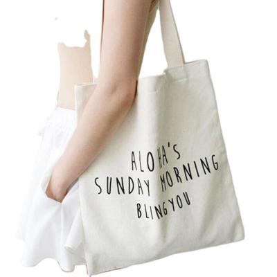 China Hot Sale Recyclable Personalized White Plain Cotton Canvas Bag With Zipper Canvas Tote Bags With Custom Printed Reusable Shopping Logo for sale