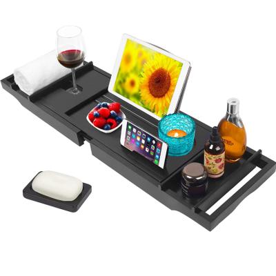 China Good tub carrier tray with widening sides, reading holder, cell phone tray and wine glass holder for sale