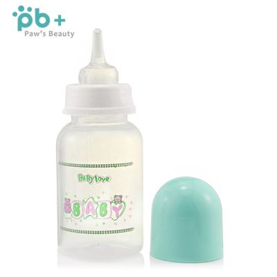 China High Quality Plastic Puppy Milk Pet Food Blue Cap Stocked Feeding Care Bottle for sale