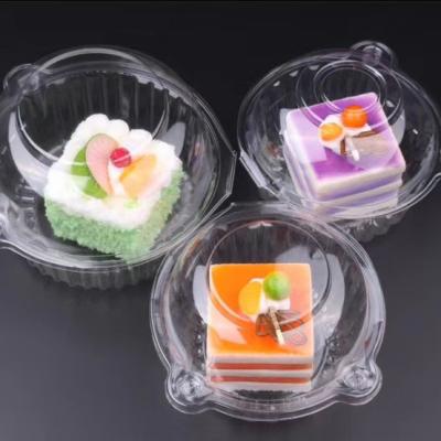 China Custom Disposable Clear Dessert Clamshell Plastic Box Packaging Transparent Round Blister Plastic Food Box for sale