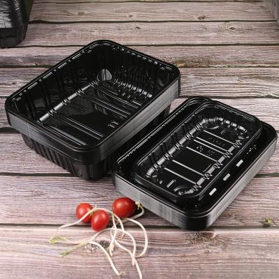 China Food Trays For Meat Packing Tray Supermarket Fresh Meat Plastic Disposable Blister Food Packaging Black Plastic for sale