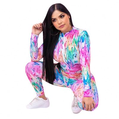 China 2022 Hot Selling European Women's Breathable New Fashion And American Brand Printed Casual Two-piece Suit for sale