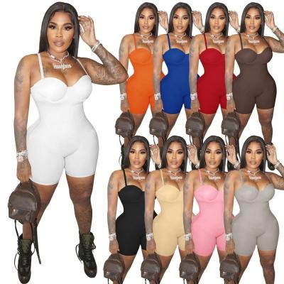 China 2022 Summer New Anti-Wrinkle Solid Color Sleeveless Sexy Bodycon Mini Dresses Slip Shorts Bodycon Overalls for sale