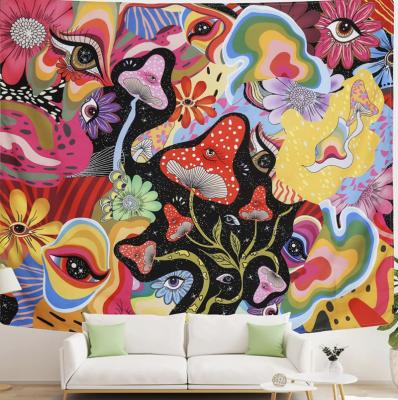 China Factory Digitally Printed Trippy Psychedelic Trippy Mushroom Psychedelic Tapestry for sale