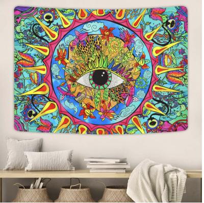 China Trippy Psychedelic Trippy Psychedelic Jacquard Home Textile Fabric Tapestry for sale