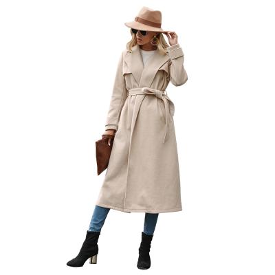 China 2021 New Custom Logo Women's Coats China factory price Anti-wrinkle Long Below Knee Midi Elegant Ladies Wool Coat for sale