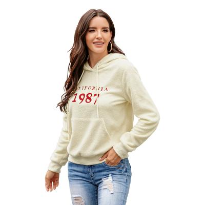 China Custom Warm Casual Anti-wrinkle Winter Pullover Wool Embroidery Hoodied Letter Printed Sweater For Women for sale