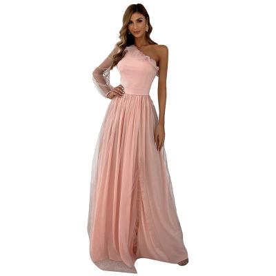 China 2021 Fashion Anti-Static Women's Fashion Wedding Party Dresses Chiffon Elegant Pink Prom Party Bridesmaid Dresses for sale