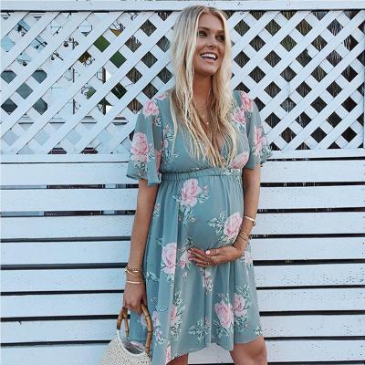 China Casual Bohemian Floral Maternity Dress Printed Anti-Static Plus Size Women's Casual Maternity Care for sale