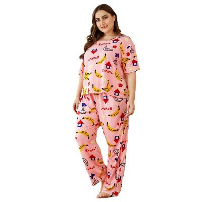 China Indonesia Homewear Womens Cotton QUICK DRY Banana Print Sleepwear Plue Size Pajamas for sale