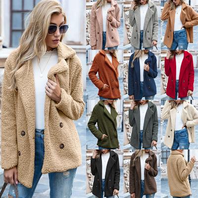 China Viable Women Coat Cashmere 2021 New Winter Fashion Faux Wool Lapel 5XL Plue Button Loose Waist Cardigan Sweater Coat for sale