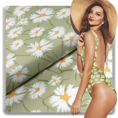 China Stretch 4 Way Stretch Customized Printed Swimwear Fabric Knitted Little Daisy 87% Polyester 13%Spandex Fabric for sale