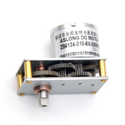 China ASLONG Valve Motor ZB4124-310 Mini DC Low Speed Motor 6V 37RPM Metal Gear 6V dc gear motor d shaft for sale