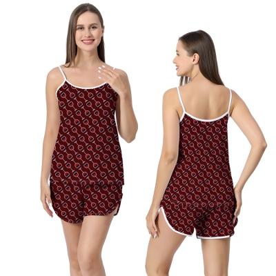 China QUICK DRY Custom Patterns Womens Camisoles And Ladies Short Set Sleepwear Plus Size Pajamas Womens Sleepwear Lounge Wear for sale