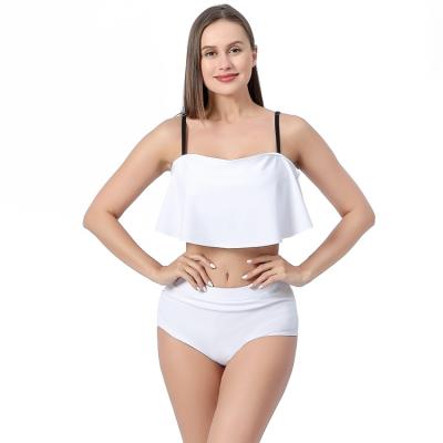 China Plus Size Women's Sexy Solid White Bikinis High Waist Custom Printed Swimsuit Designer 2022 Manufacturer 2 Piece Swimwear for sale