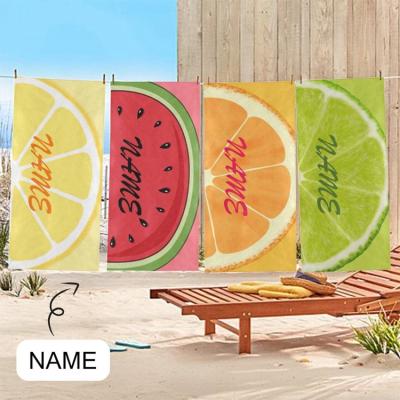 China 1PC MOQ DIY Manufacturer Custom Print Microfiber Towel Fruit Kids Safe Beach Personalized Beach Towel For Summer Gift for sale