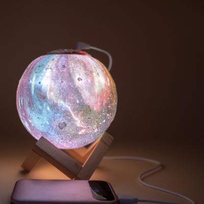 China 2 in 1 Moon Light with Moon Lamp and Diffuser Diameter 15CM Moon Lamp and Diffuser Diameter 15CM USB Aromatherapy USB Air Humidifier Essential Oil LED Printed Night Ultrasonic Aroma Diffuser ML-001 2 of aroma for sale
