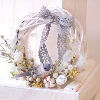 China White Wicker Accessories DIY Garland Gifts Ring Craft Floral Hoop Natural Ratten Wreath Decor Christmas Rattan Vine Ornaments for sale