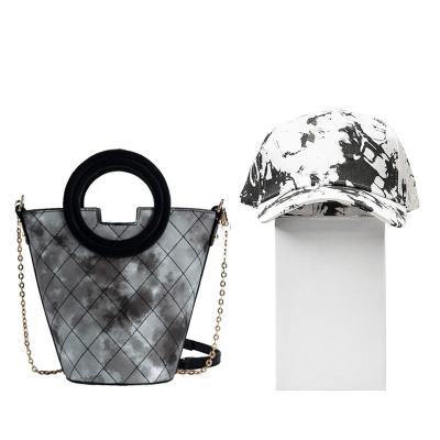 China 2021 Fashion New Arrival Purse Set Tie Dye Bucket Purses And Hat Two Piece Set for sale