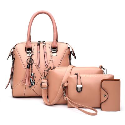 China High quality ladies PU leather bags set 4 pcs a set of one shoulder bag handbag and two purse handbag for sale