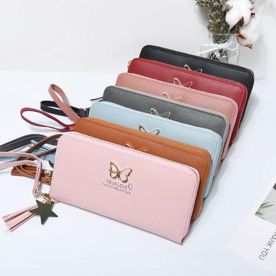 China New Style Butterfly Metal Cavity Large Capacity Large Screen Zipper Anti-theft Mobile Phone Long Bag Women Grab Bag for sale