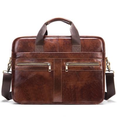 China Businessbag Factory Sale Genuine Leather Laptop Bag Briefcase Business For Men Vintage Shoulder Cross - Body Bag for sale