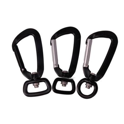 China Custom High Quality Heavy Industry HXY Black Dog Swivel Carabiner Lock Carabiner Hook Twist Aluminum Pet Carabiner Swivel With Swivel for sale